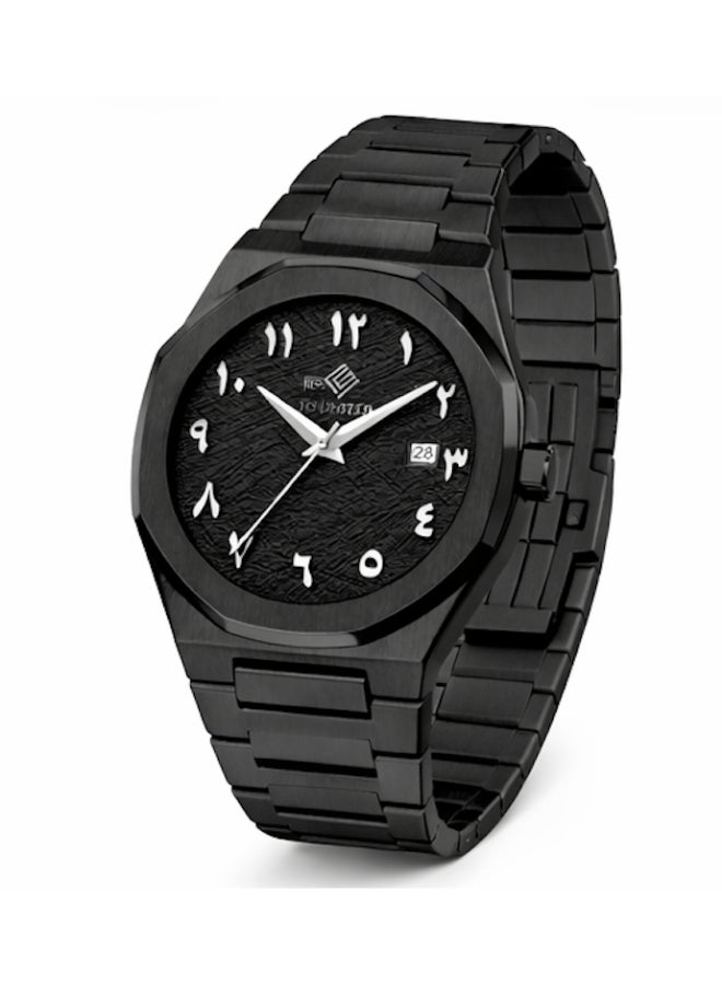 FG UNITED Mens Thin Design Black Dial Stainless Steel Arabic Numeric Watch 41mm - FG7004 - Image 2